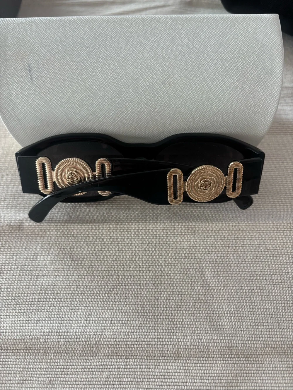 Amazon Black Women's Sunglasses with Gold Medallion Accent - Picture 4 of 4